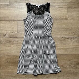 Y2K dELiA*s dress fit & flare stripped lace pockets small made in USA 90s Skater